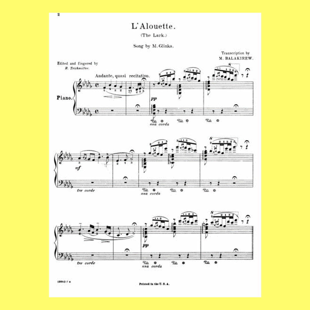 Balakirev - L'Alouette (The Lark) Piano Sheet Music