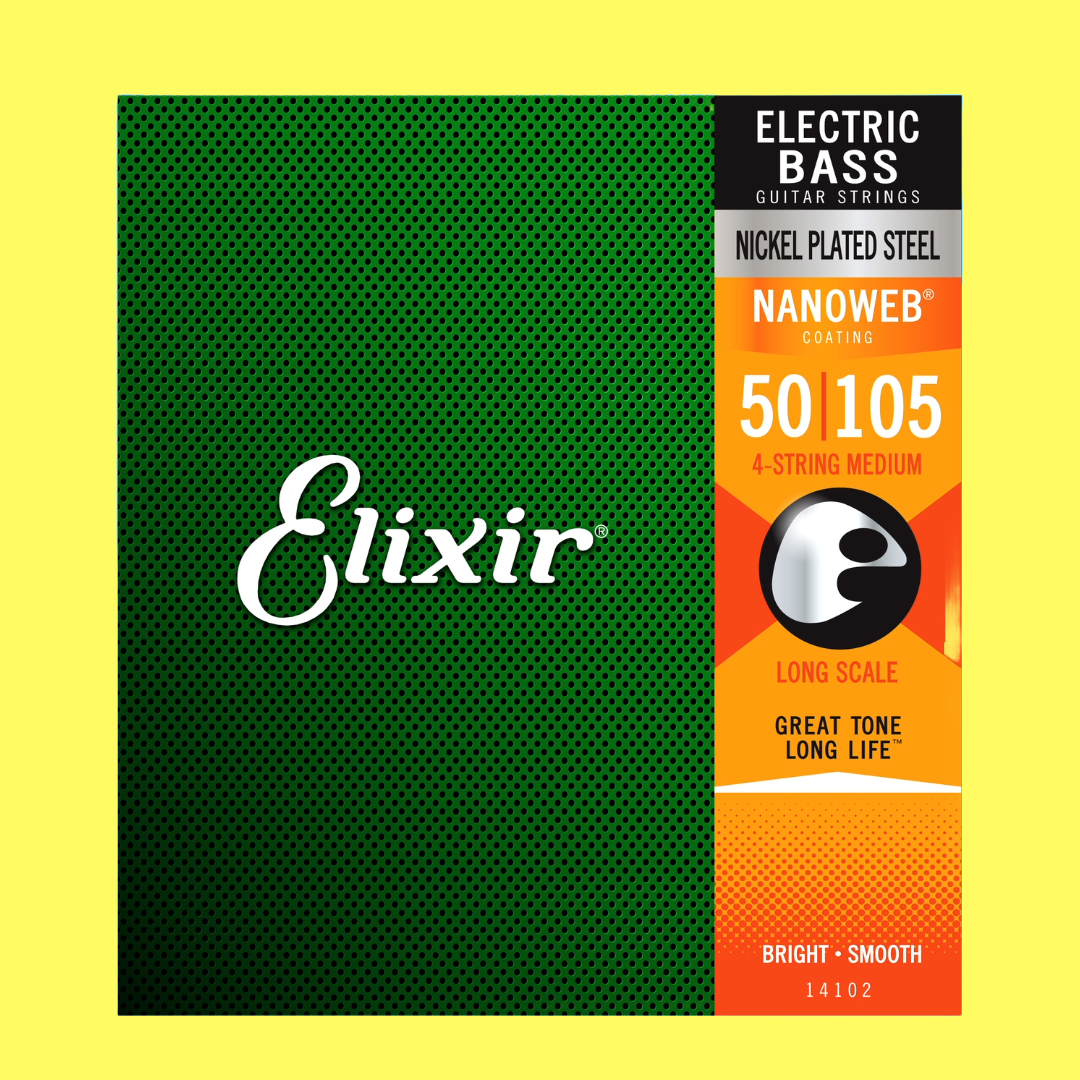 Elixir 14102 Electric Bass Guitar Strings - Nanoweb Nickel - Heavy Gauge String Set - 50-105