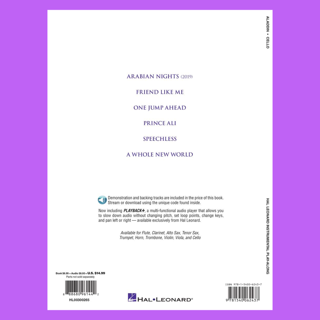 Aladdin For Cello - Play Along Book/Ola