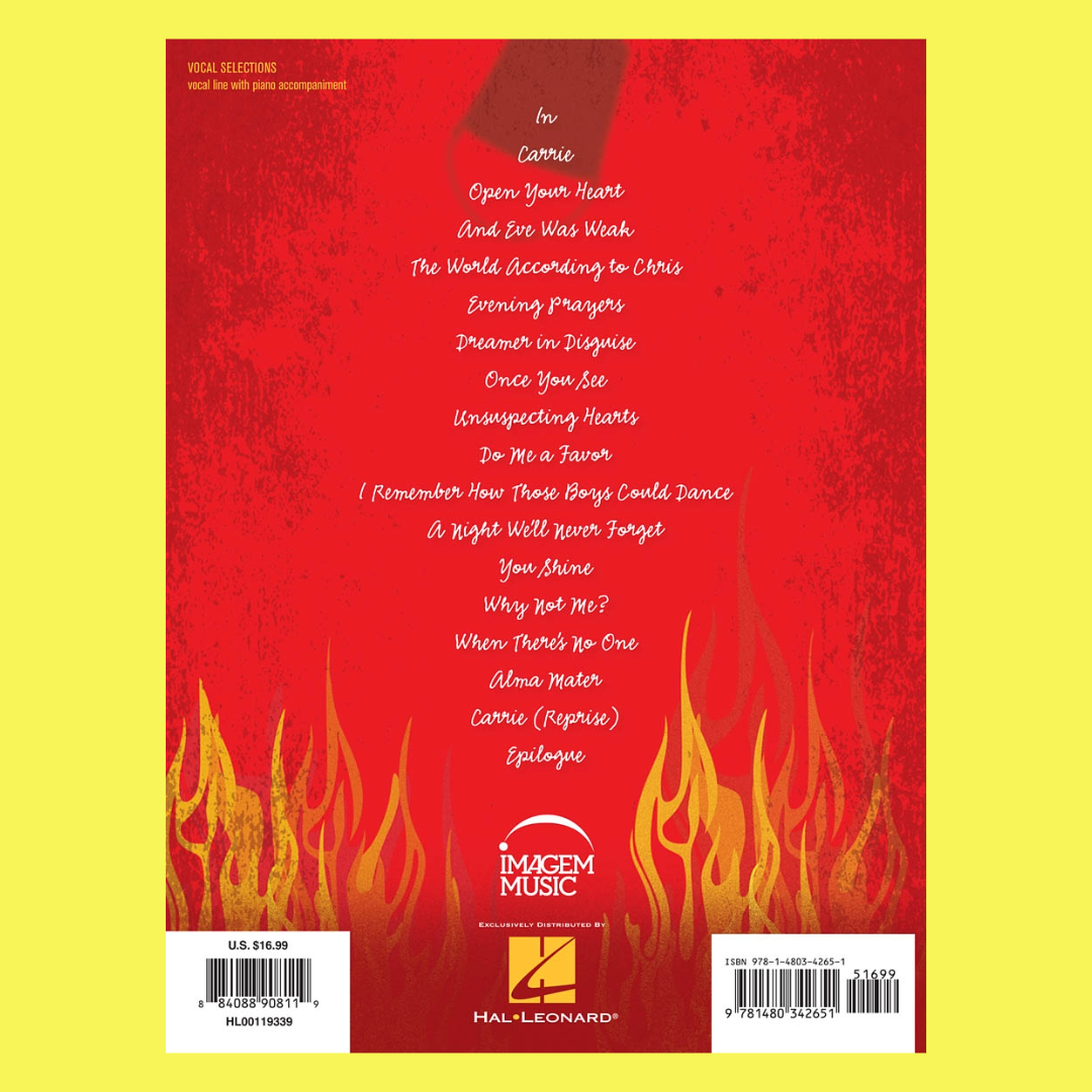 Stephen King's - Carrie The Musical Vocal Selections PVG Songbook