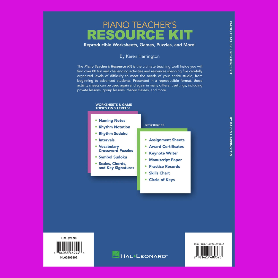 Piano Teacher's Resource Kit- Worksheets, Games, Puzzles