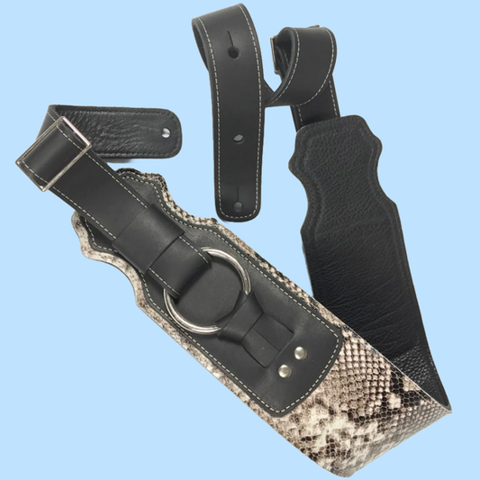 Franklin 3.5" Snake Skin/Black Glove Leather Ring Bass Guitar Strap