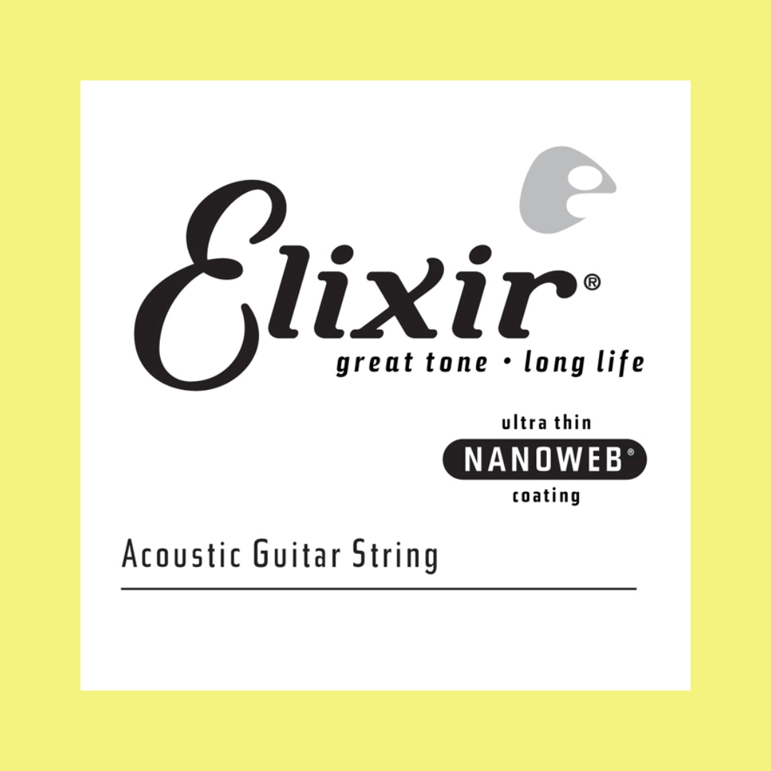 Elixir 15156 Nanoweb Single Acoustic Guitar String  .056 80/20 Bronze