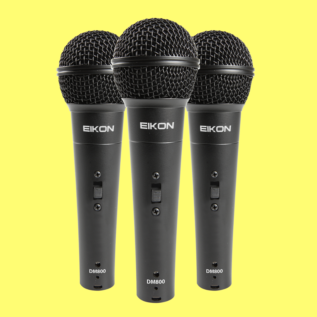 Eikon DM800KIT Vocal Dynamic Microphones. 3 piece kit with clips & ABS Case