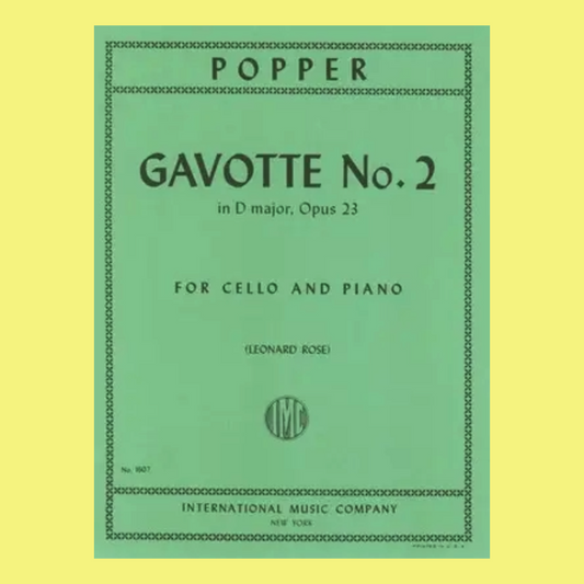 David Popper - Gavotte D Major No 2 Op 23 Cello with Piano Accompaniment Book