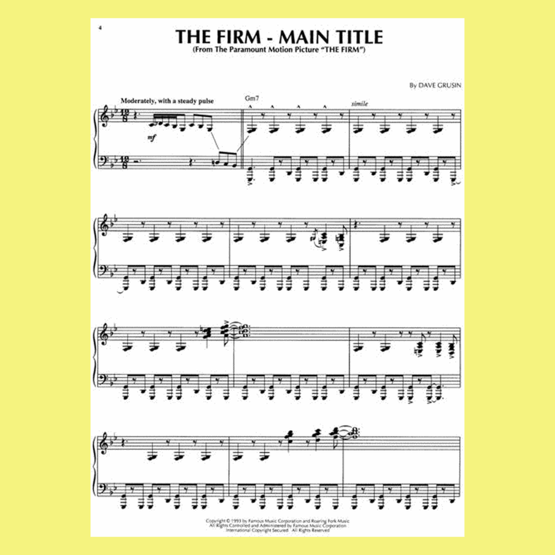 The Firm Soundtrack - Piano Solo Selections Songbook