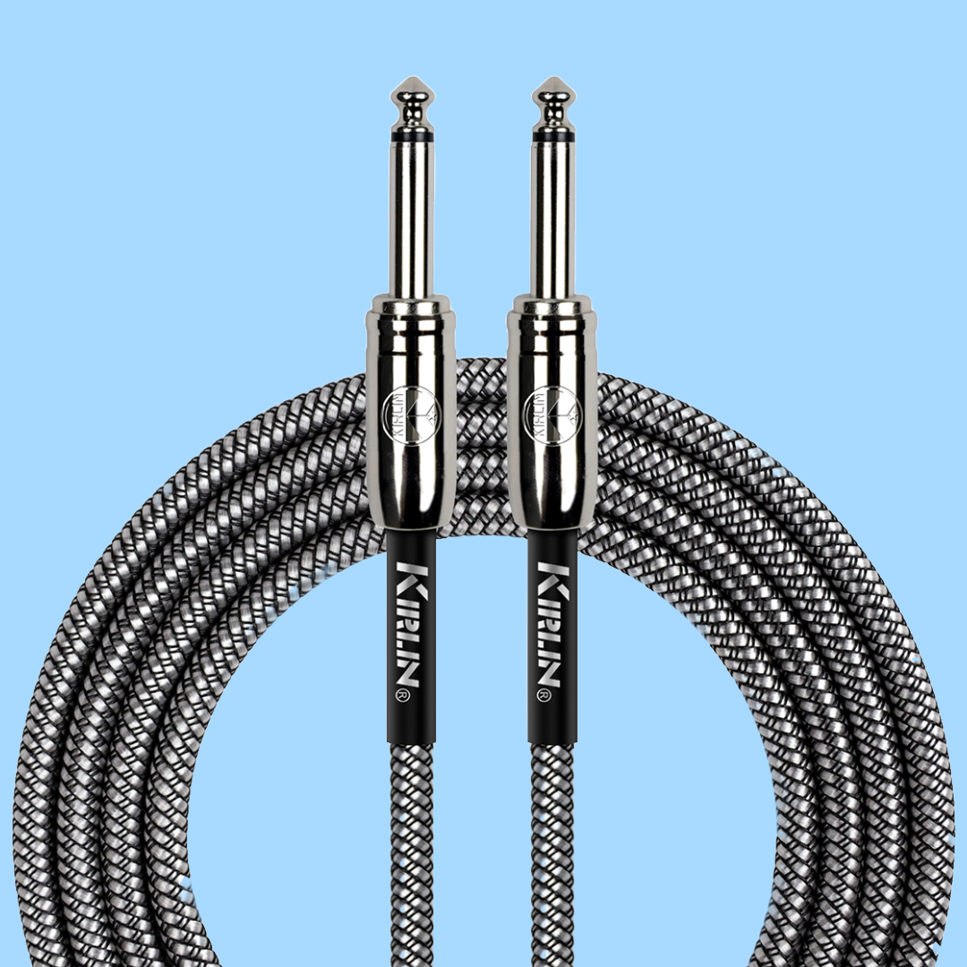 Kirlin 10ft Black Entry Woven Instrument Cable with Chrome Ends