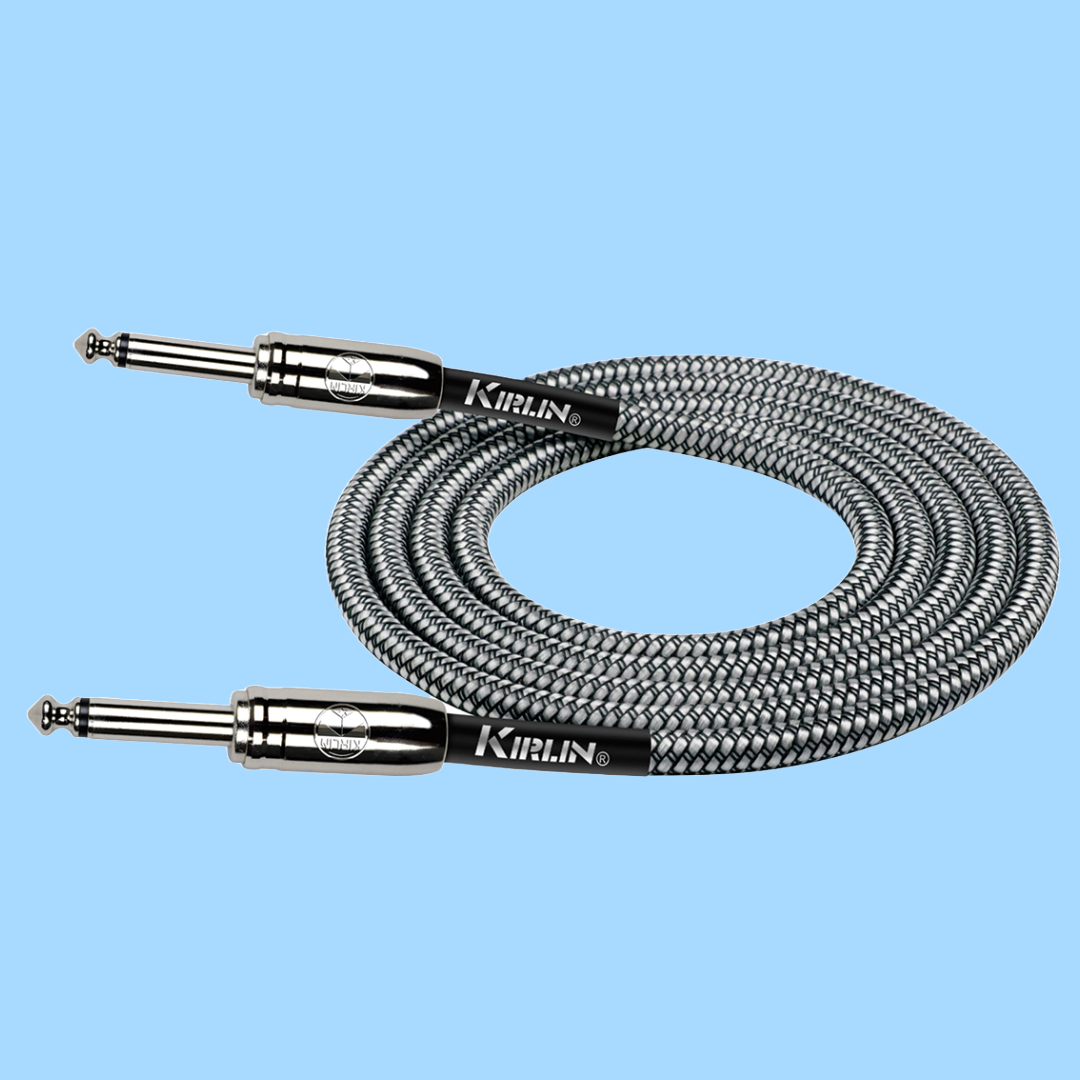 Kirlin 10ft Black Entry Woven Instrument Cable with Chrome Ends