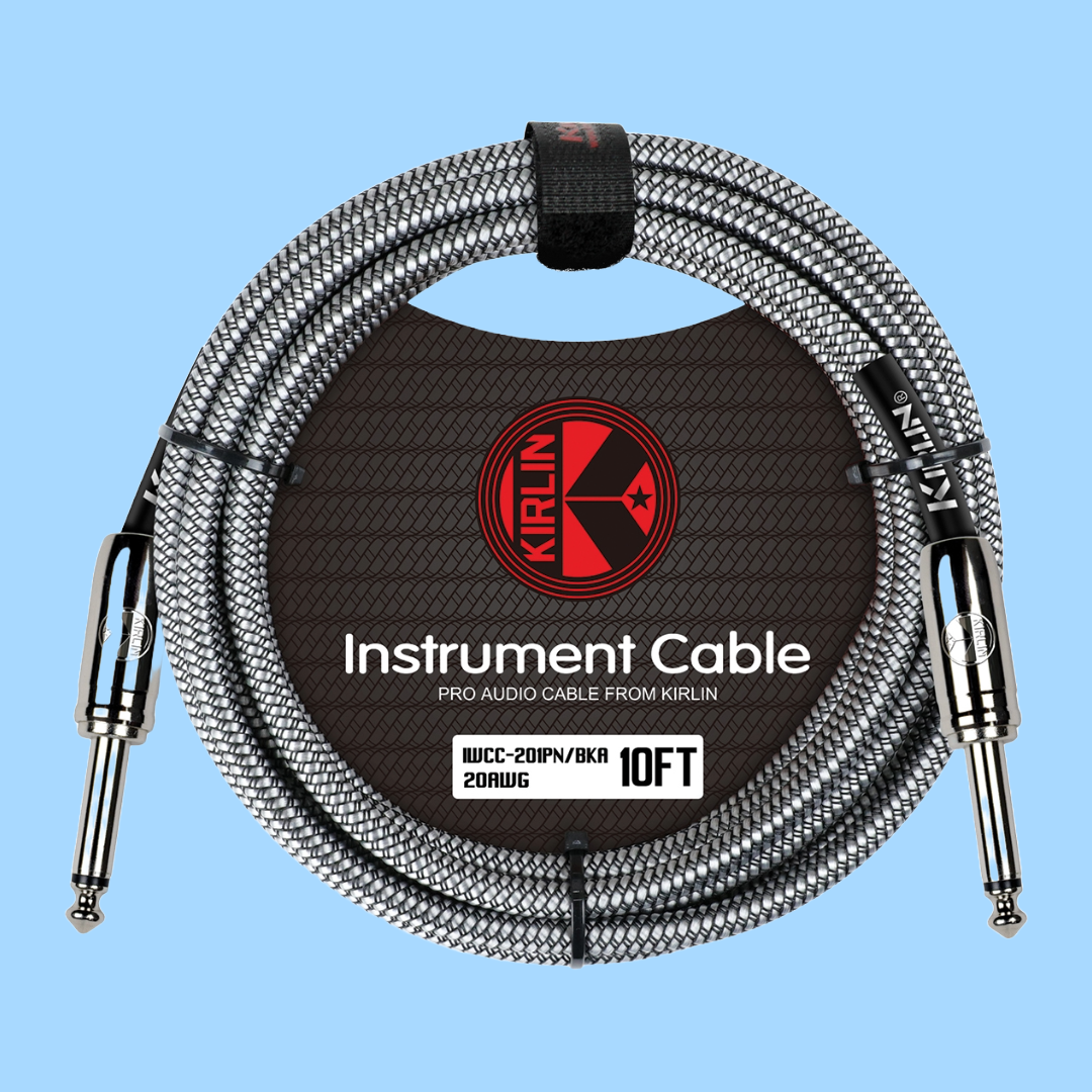 Kirlin 10ft Black Entry Woven Instrument Cable with Chrome Ends