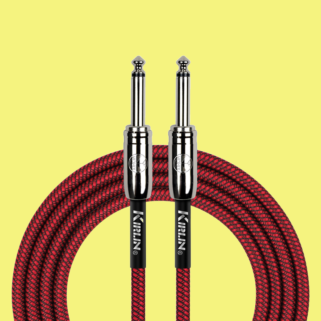 Kirlin 10ft Red Entry Woven Instrument Cable with Chrome Ends