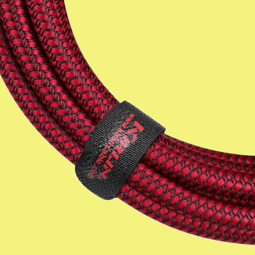 Kirlin 10ft Red Entry Woven Instrument Cable with Chrome Ends