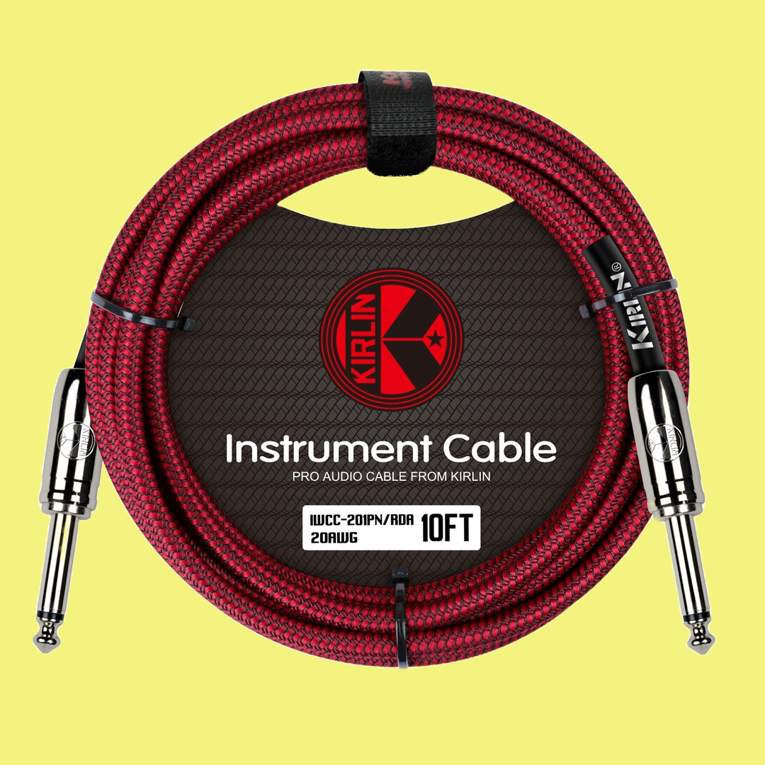 Kirlin 10ft Red Entry Woven Instrument Cable with Chrome Ends