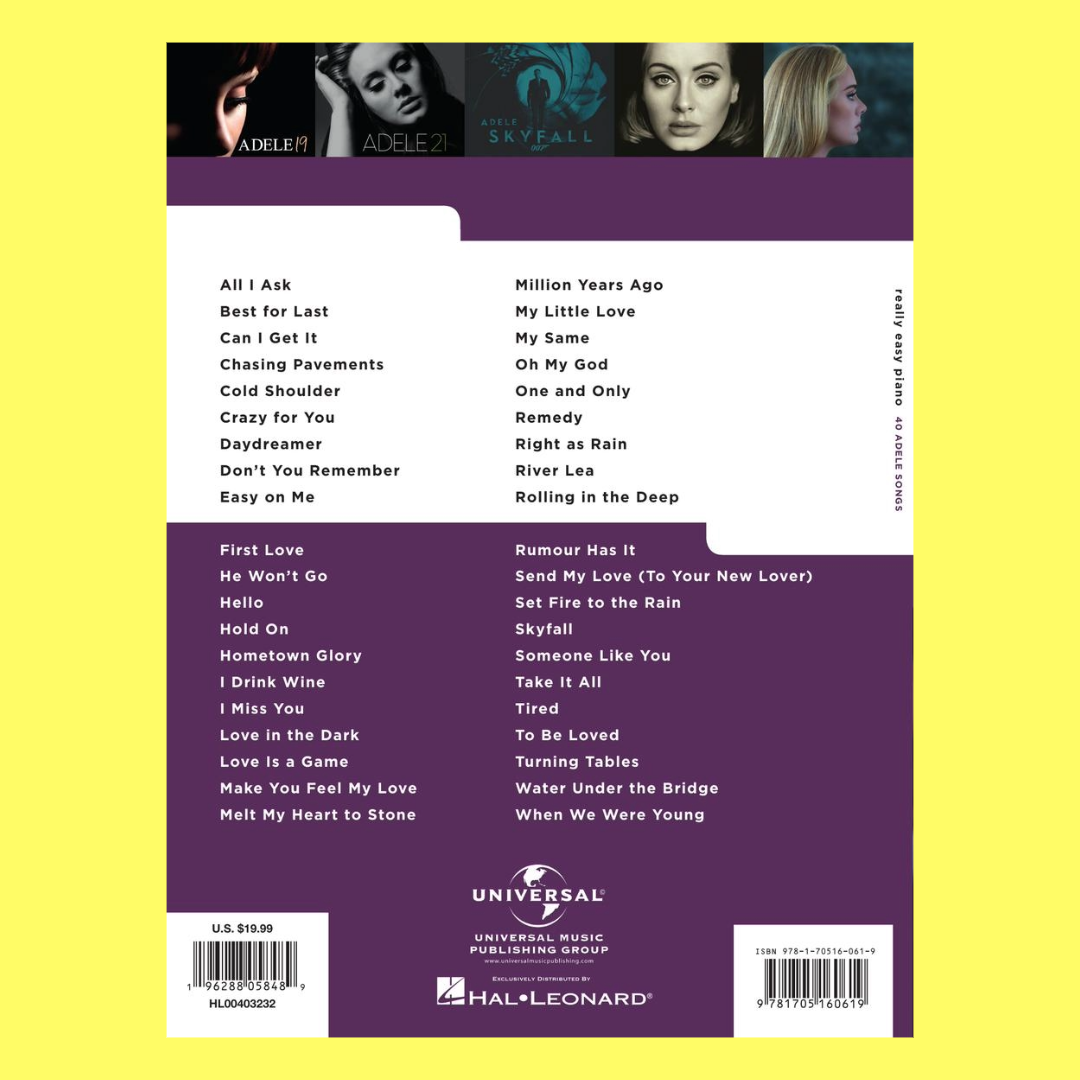 Really Easy Piano - 40 Adele Songs Book