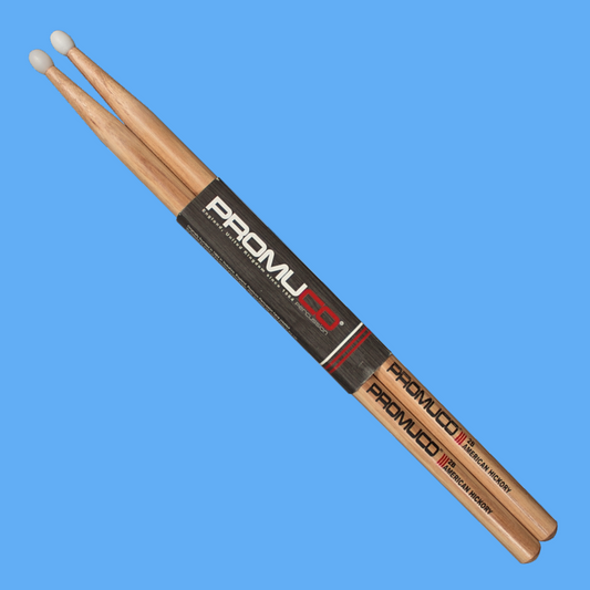 Promuco 1801N2B American Hickory 2B Nylon Tip Drum Sticks