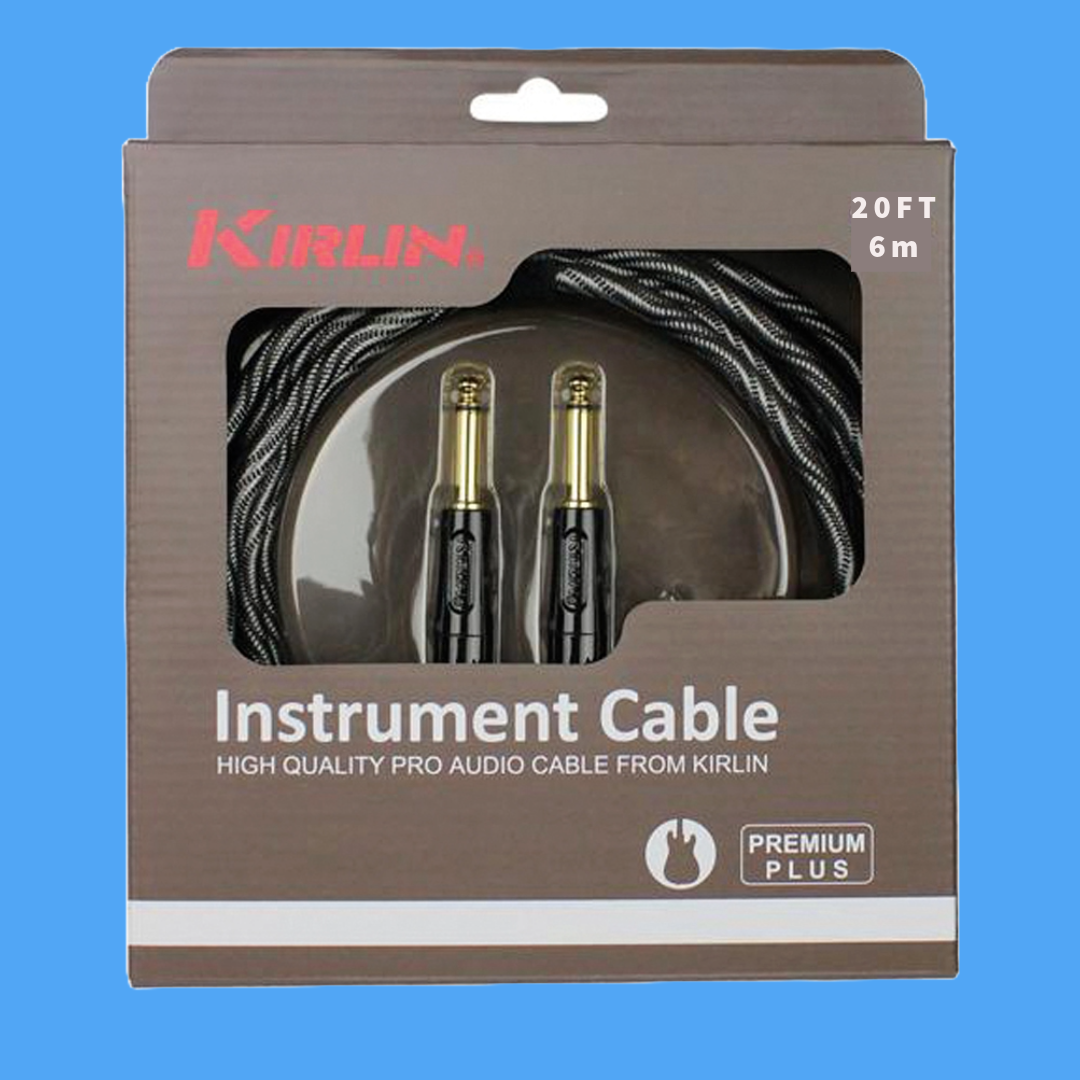 Kirlin IWB201WB 20ft Premium Plus Wave Black & White Instrument Cable (Straight)