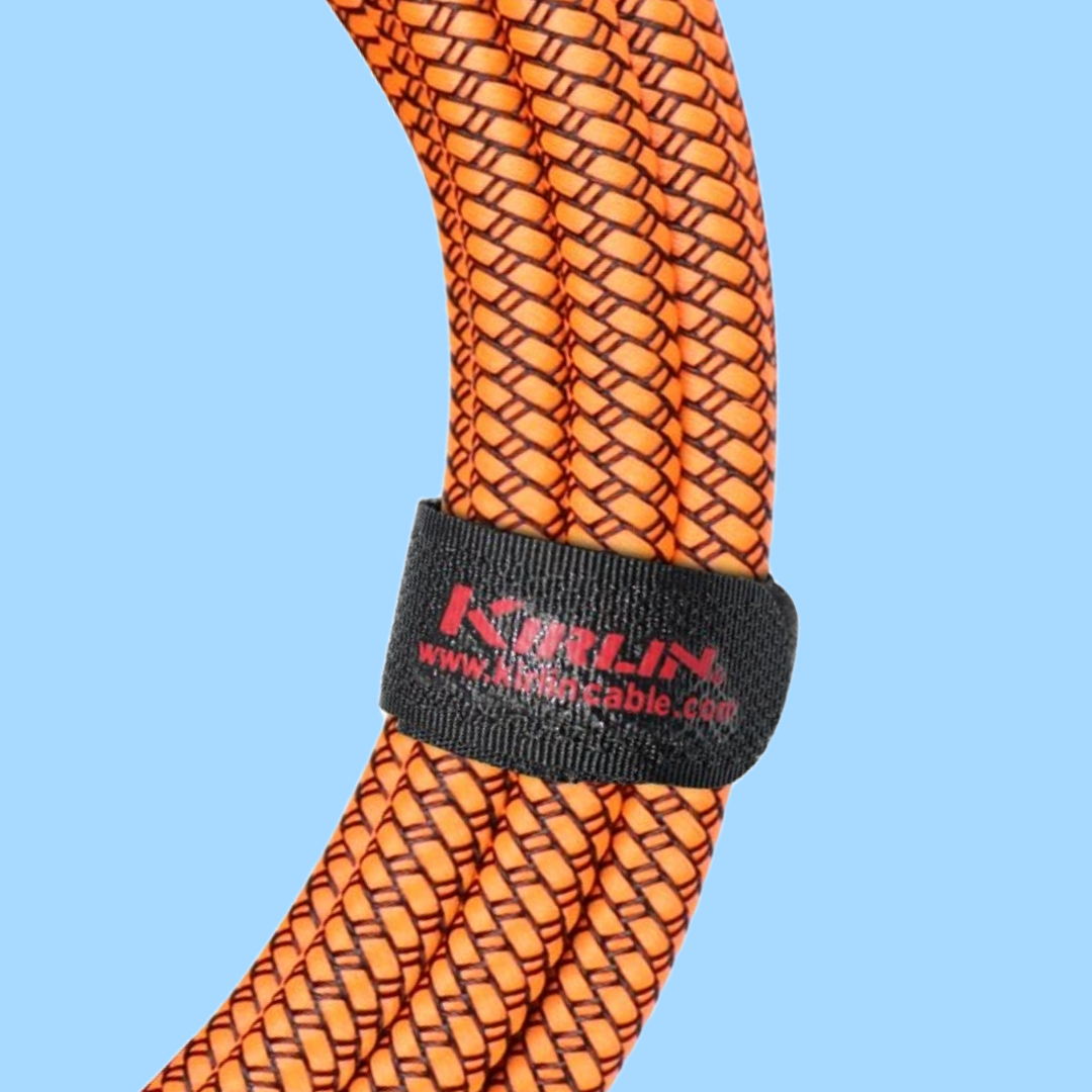 Kirlin IWC201BK 10ft Orange Entry Woven Guitar/Instrument Cable (Straight)