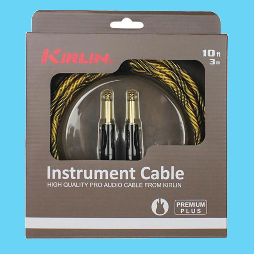 Kirlin IWB201WB 10ft Premium Plus Wave Yellow & Black Guitar/Instrument Cable (Straight)