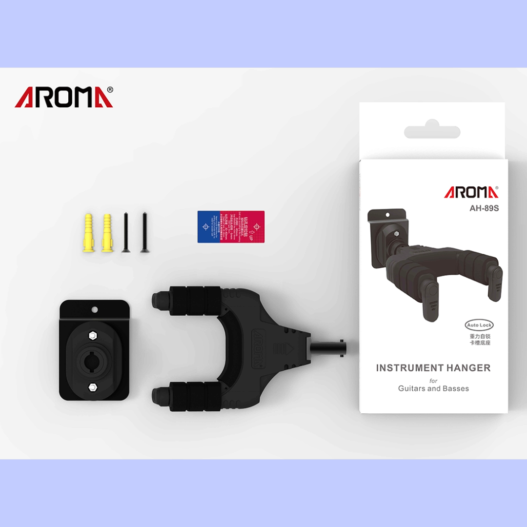 Aroma AH-89S Locking Slat Wall Mount Guitar Wall Hanger