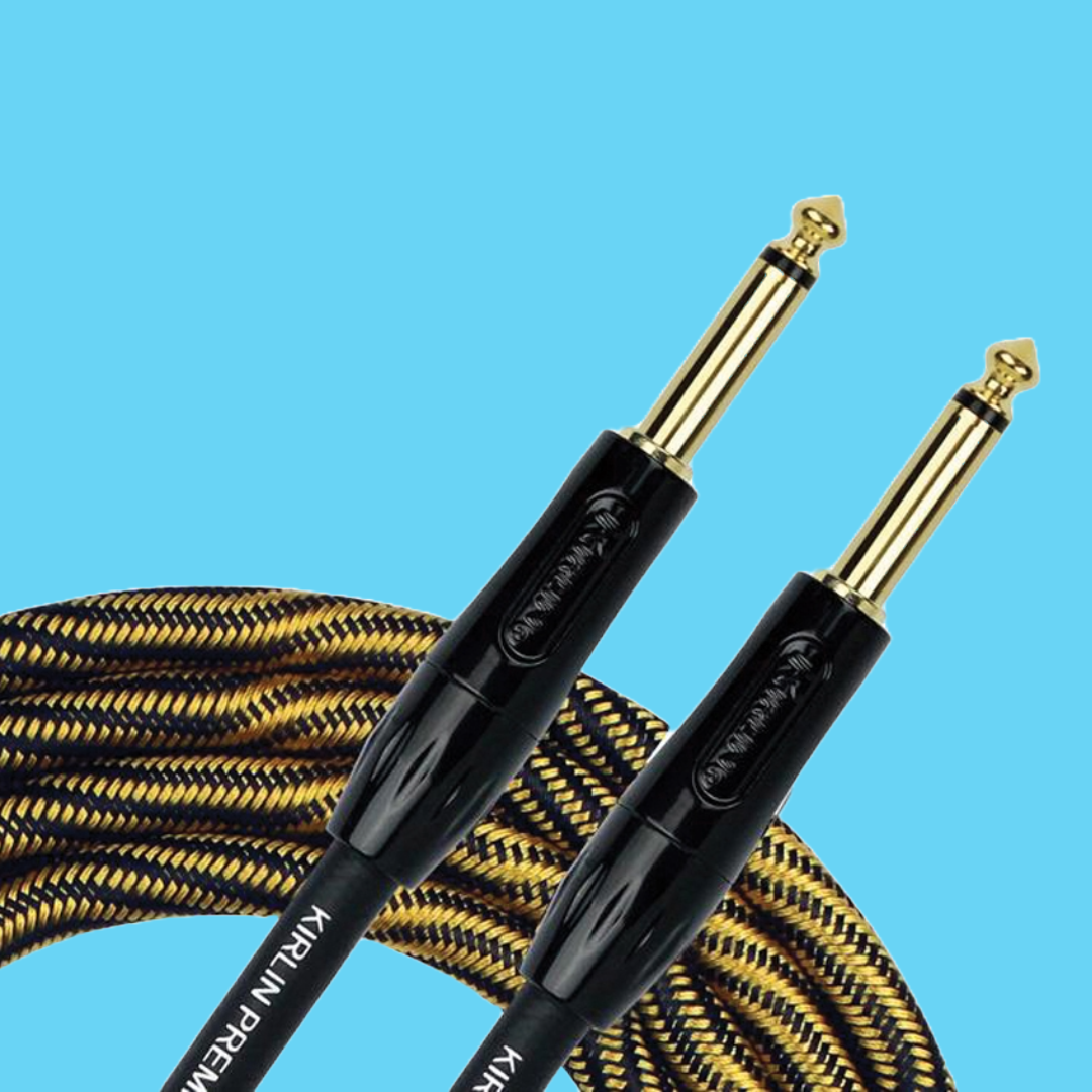 Kirlin IWB201WB 10ft Premium Plus Wave Yellow & Black Instrument Cable (Straight)