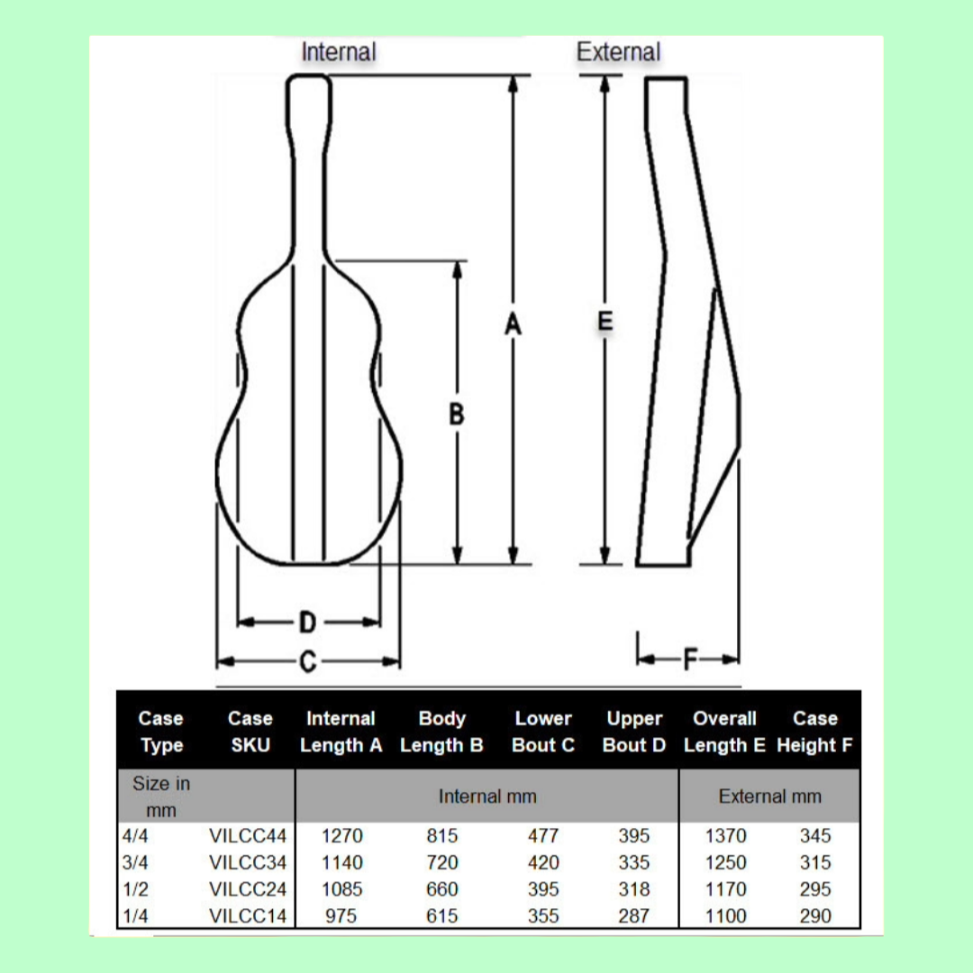 Vivo VILCC44 Lightweight Cello Case - 3/4 Size