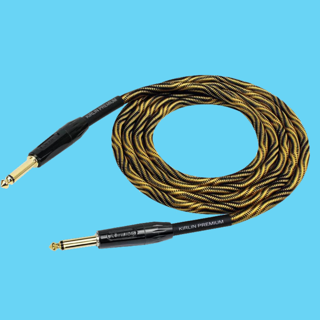 Kirlin IWB201WB 10ft Premium Plus Wave Yellow & Black Guitar/Instrument Cable (Straight)