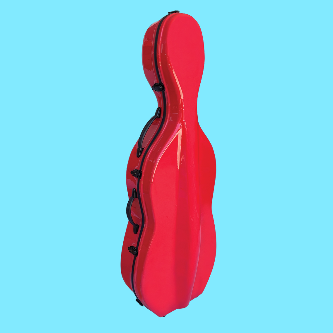 Vivo V703-44CR Deluxe Fibreglass Cello Case to suit 4/4 - Cherry Red