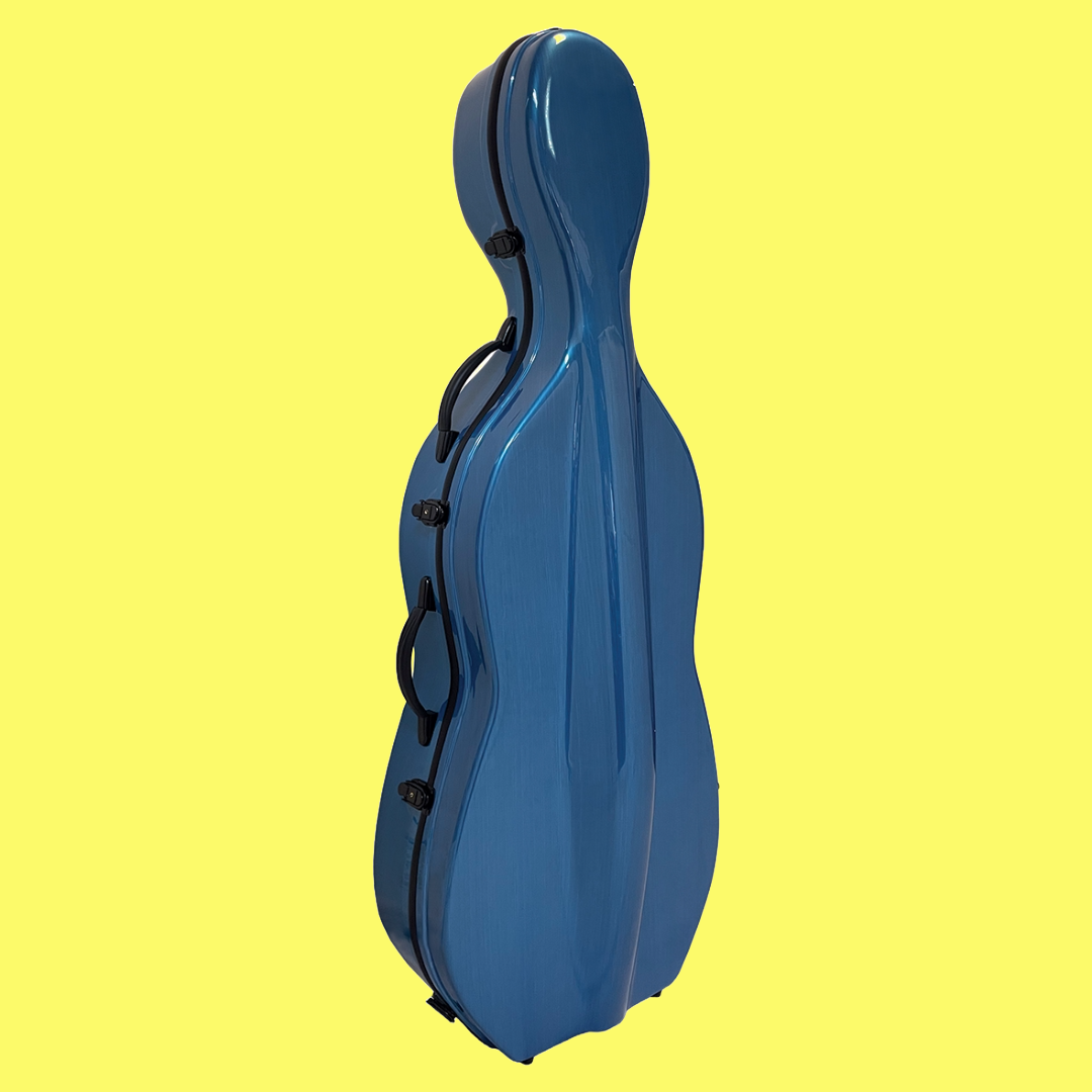 Vivo V703-34BB Deluxe Brush Blue Fibreglass Cello Case - 4/4 Size