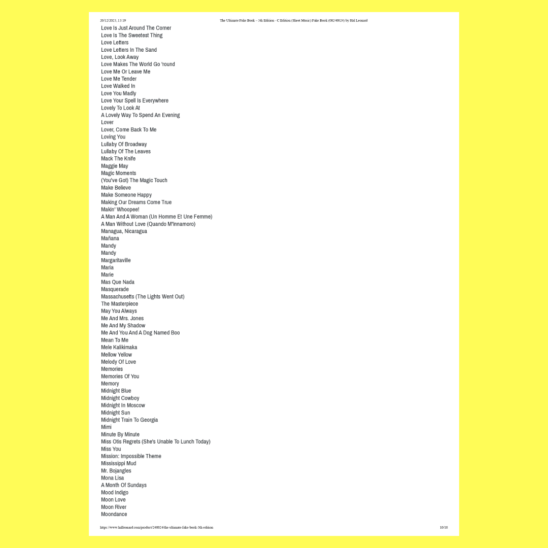 This Is The Ultimate Fake Book - 1200 Songs For C Instruments (5th Edition)