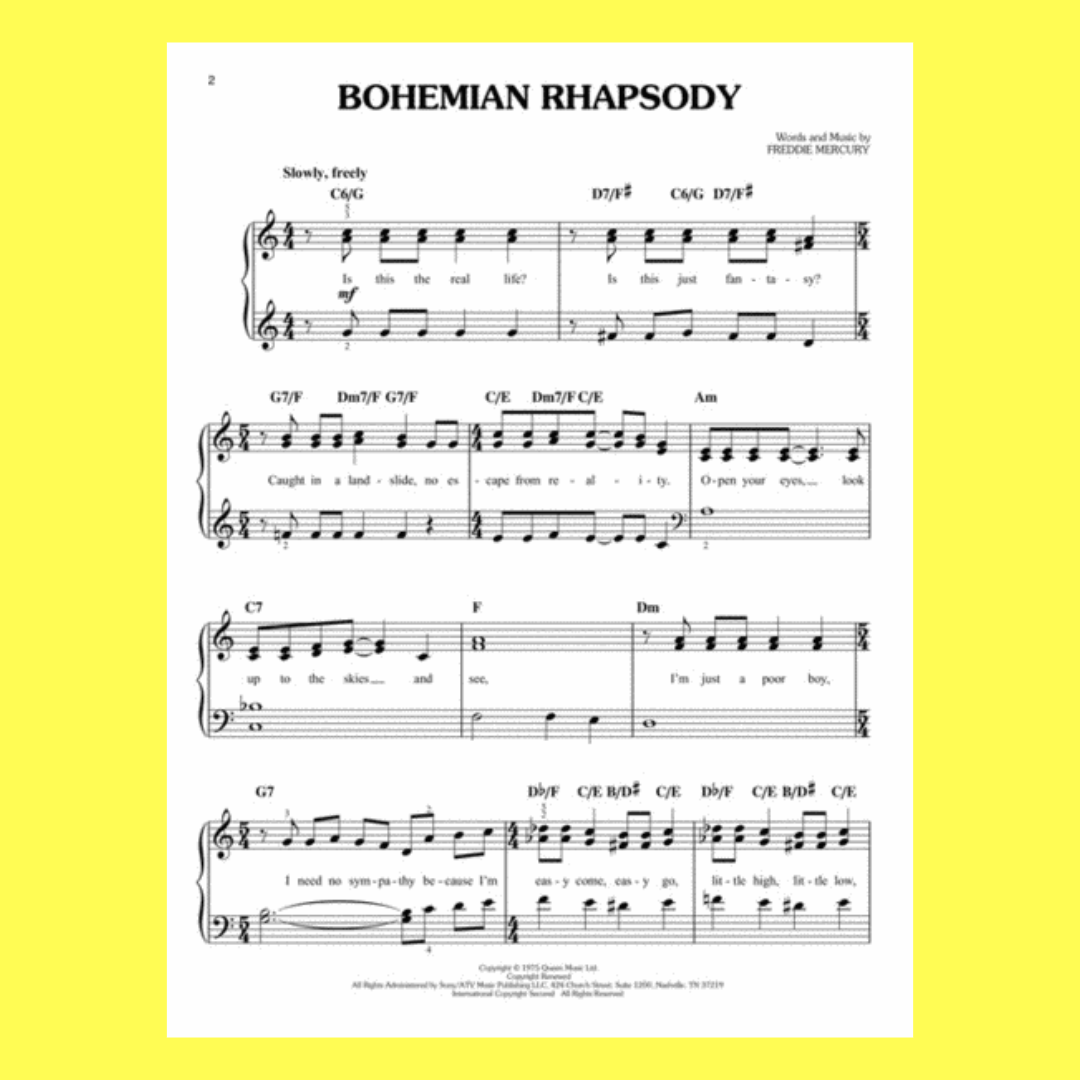 Bohemian Rhapsody Easy Piano S/S