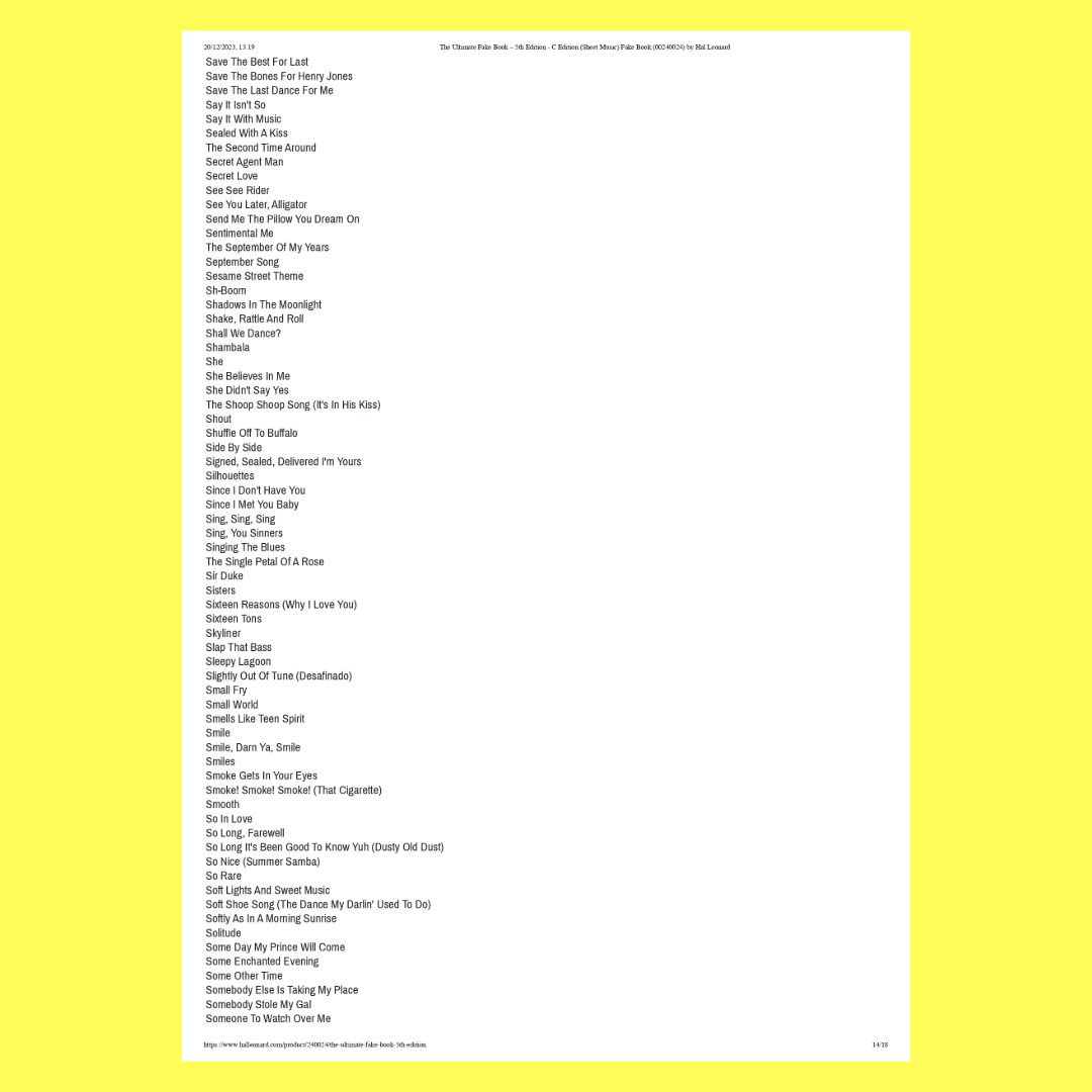 This Is The Ultimate Fake Book - 1200 Songs For C Instruments (5th Edition)