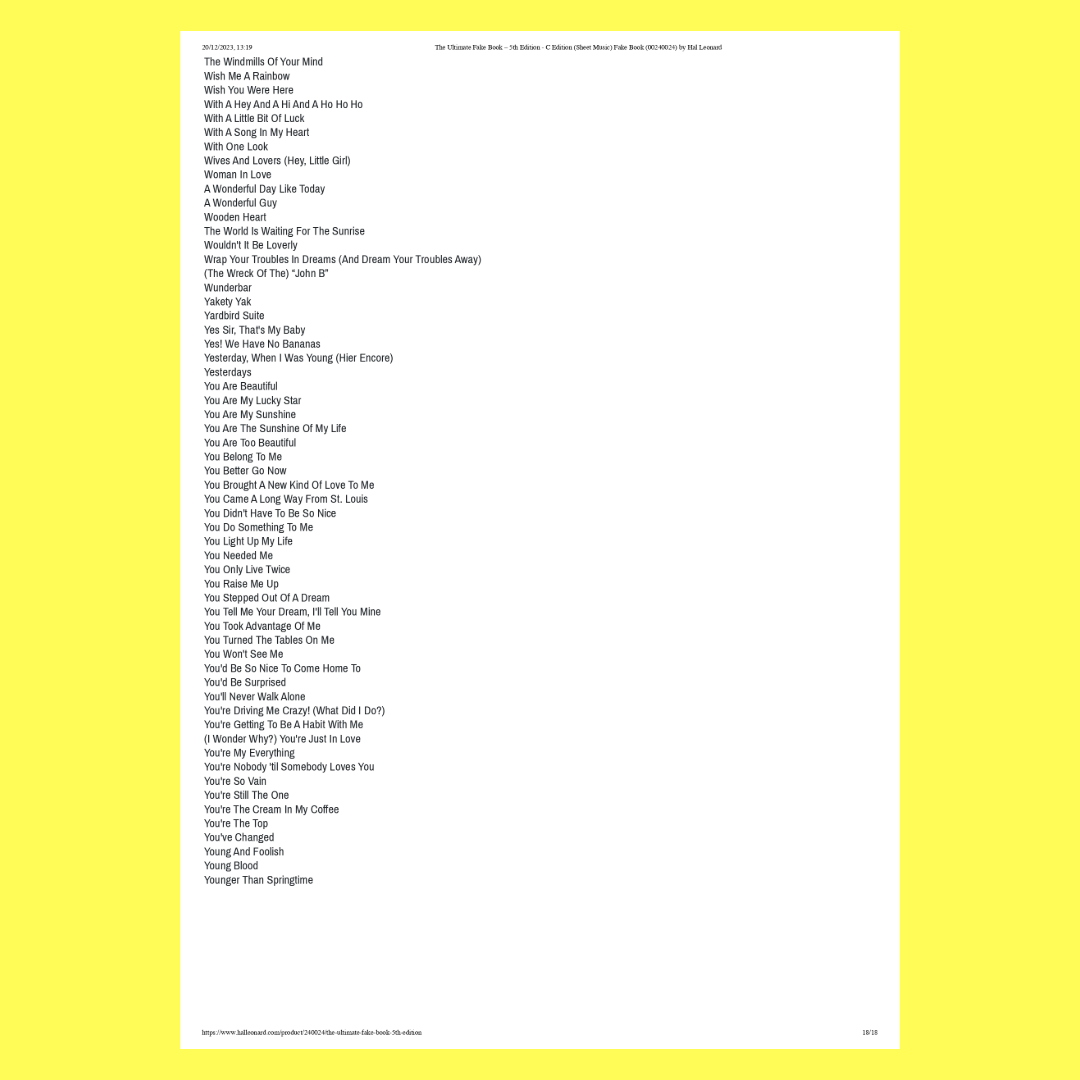 This Is The Ultimate Fake Book - 1200 Songs For C Instruments (5th Edition)