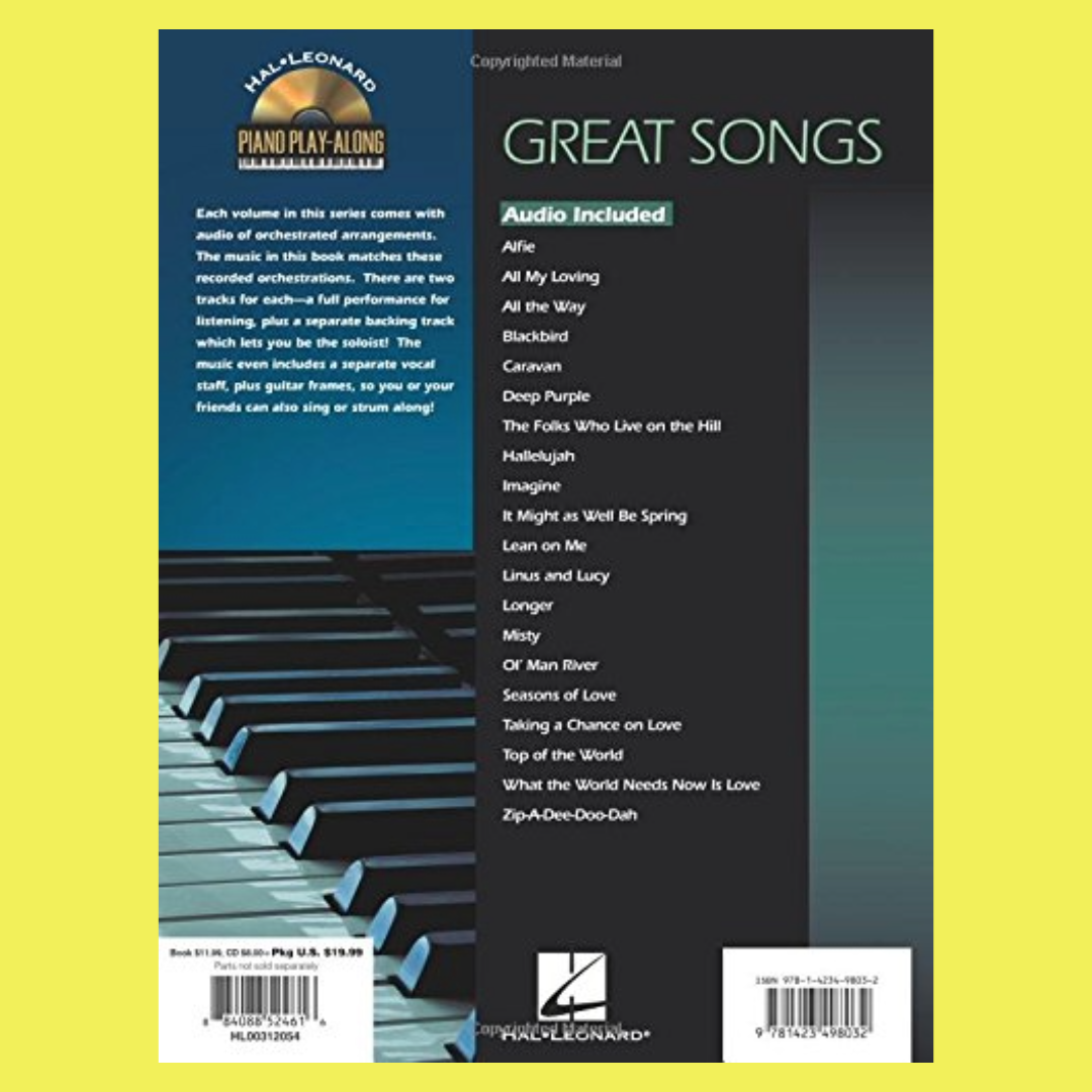 Great Songs Piano Play Along Volume 104 Book/2 Cds