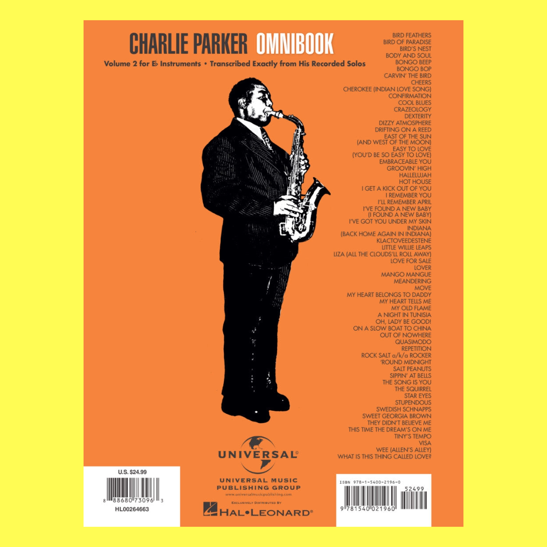 Charlie Parker Omnibook Vol. 2 - 60 E Flat Instrument Songs – Music2u ...