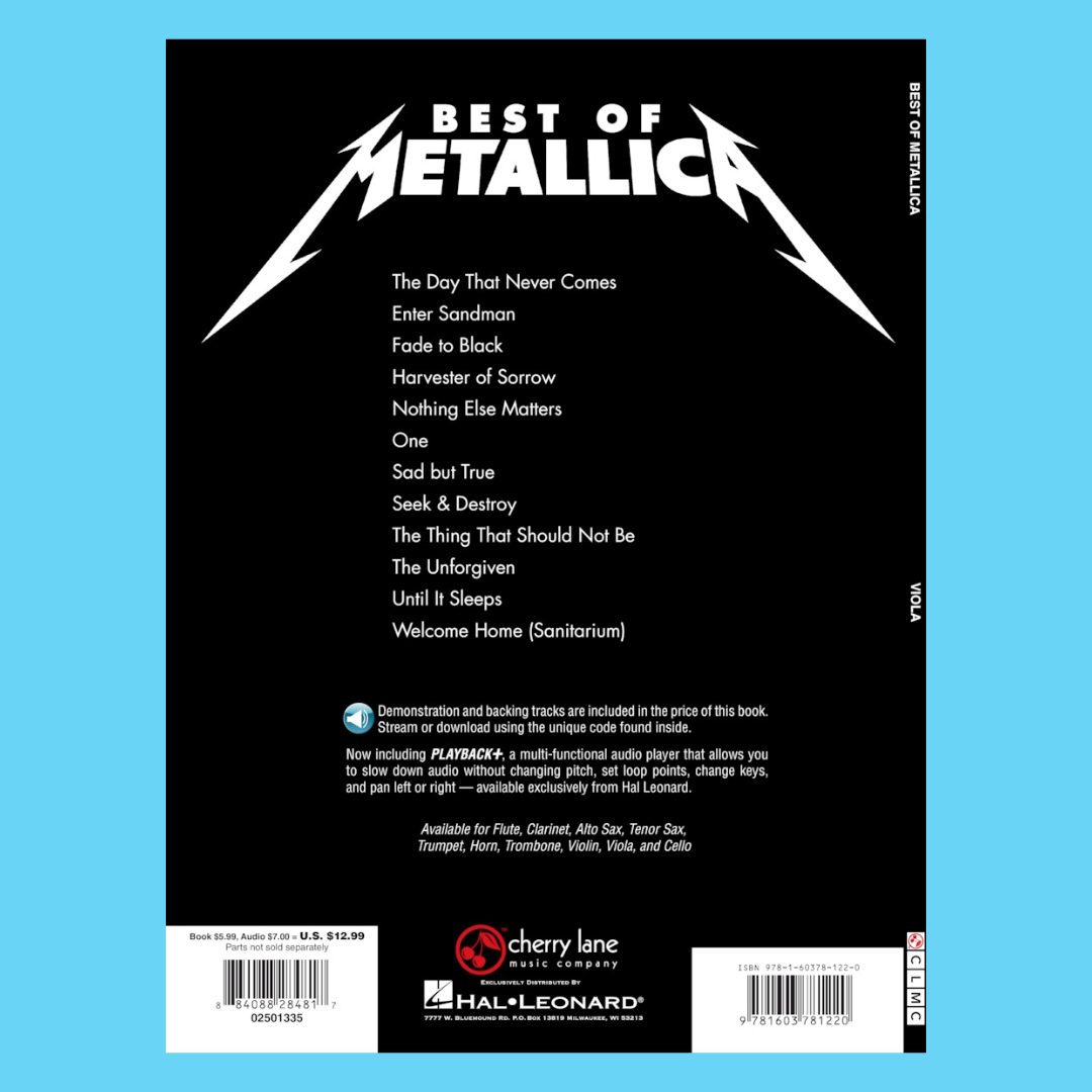 Best Of Metallica For Viola Play Along Book/Ola