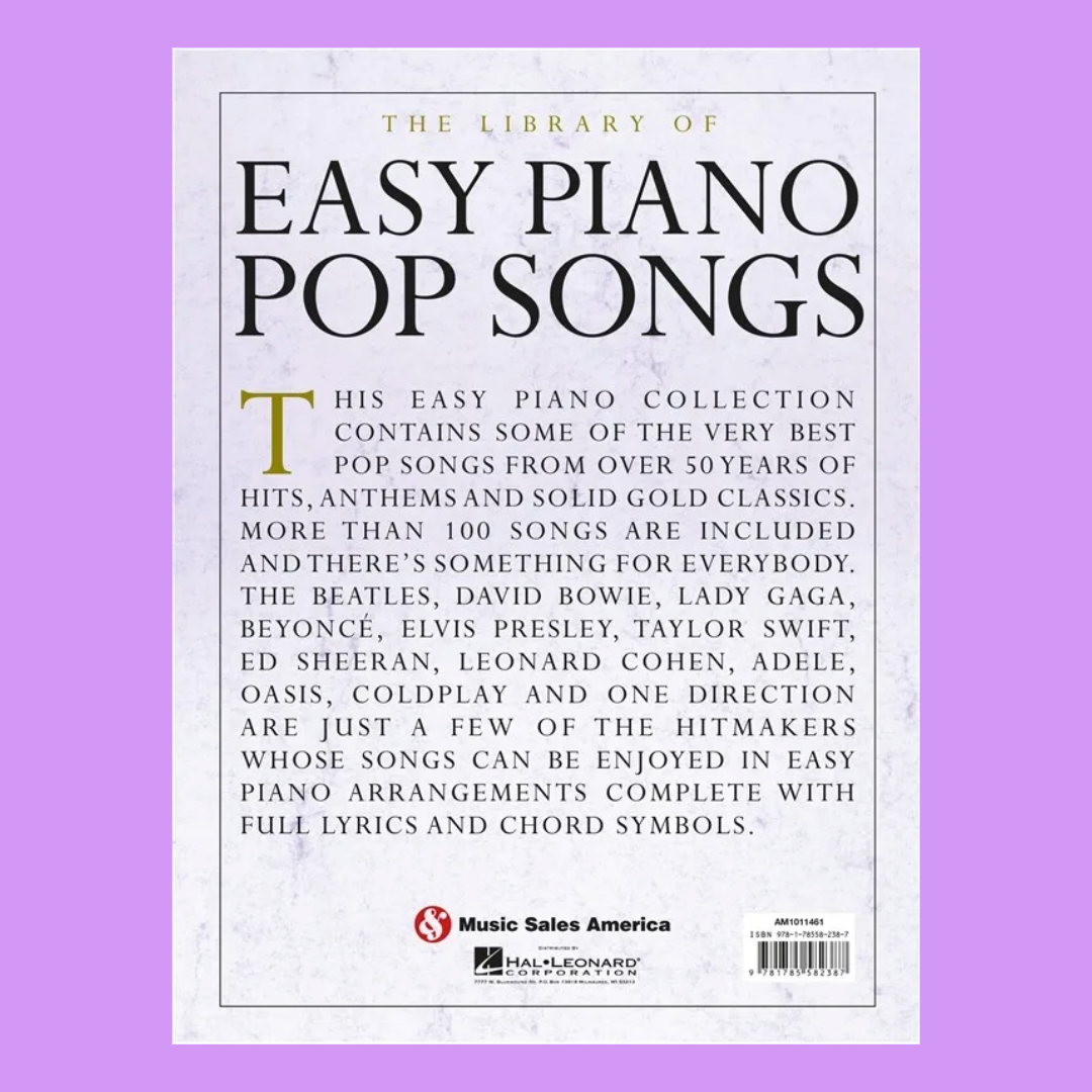 The Library Of Easy Piano Pop Songs Book (103 Songs)