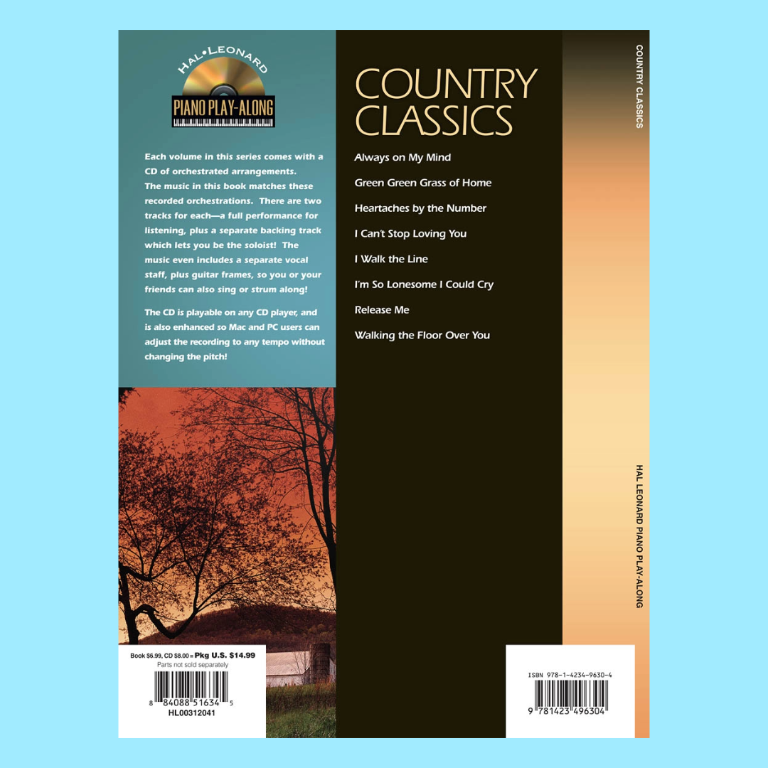 Country Classics Piano Play Along Volume 100 Book/Cd