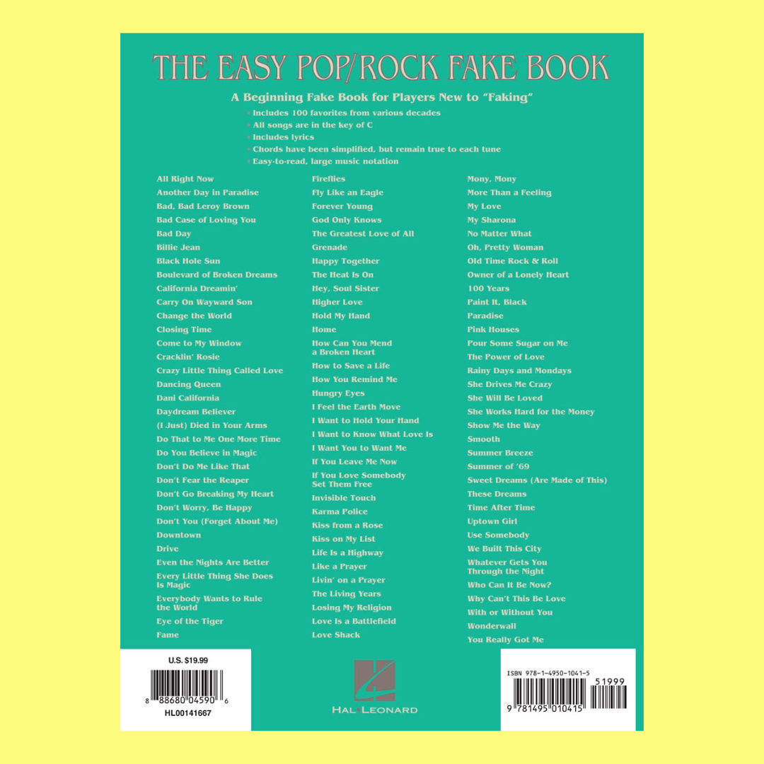 The Easy Pop/Rock Fake Book (100 Songs)