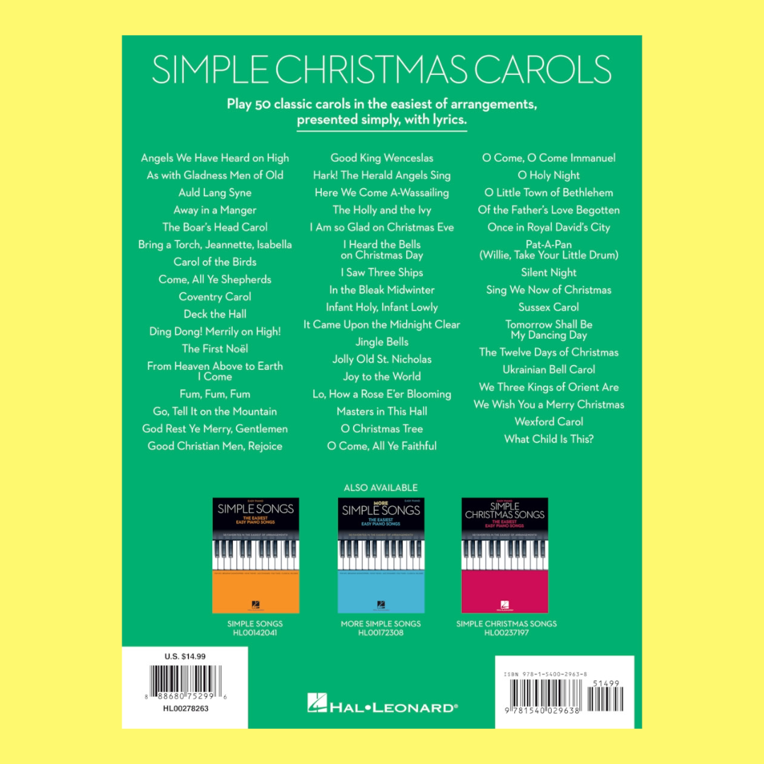 Simple Christmas Carols Easy Piano Book