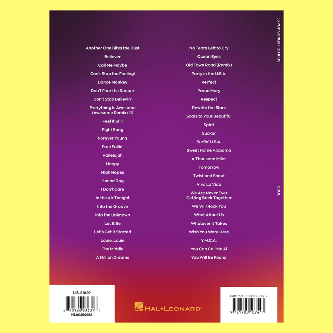 50 Pop Songs for Kids for Oboe Book