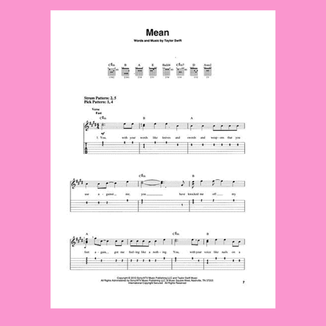 Taylor Swift - Speak Now Easy Guitar Notes & Tab Songbook