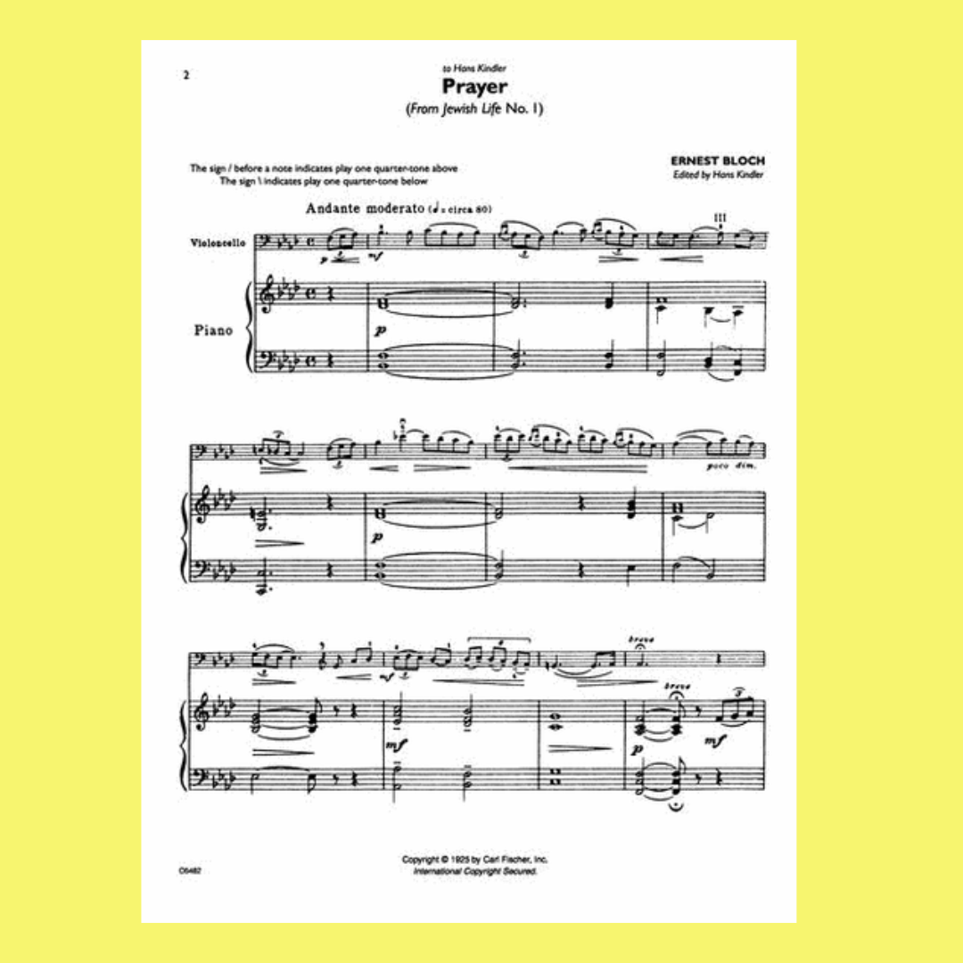 Ernest Bloch - Music For Cello And Piano Book