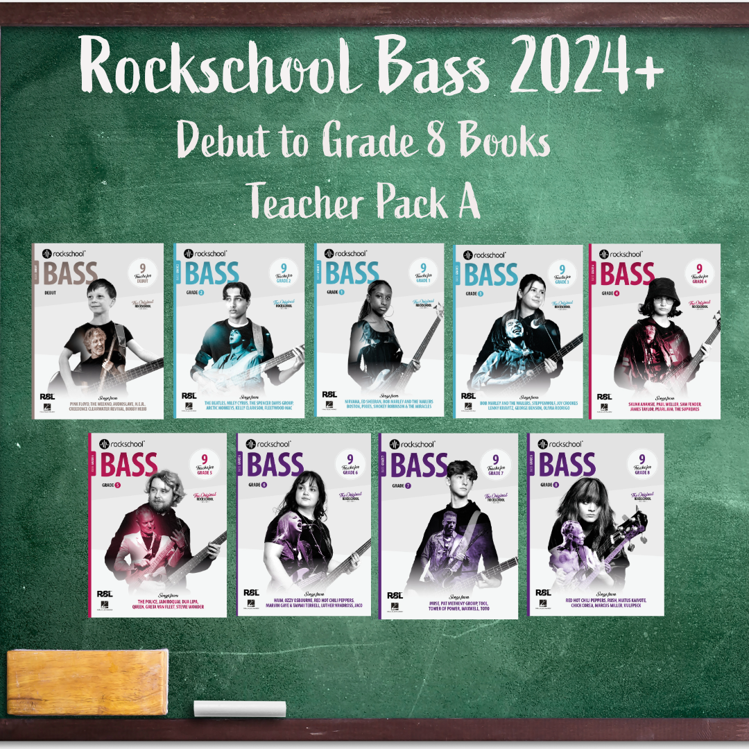 Rockschool Bass 2024+ - Teacher Bundle A (Debut to Grade 8 Books)