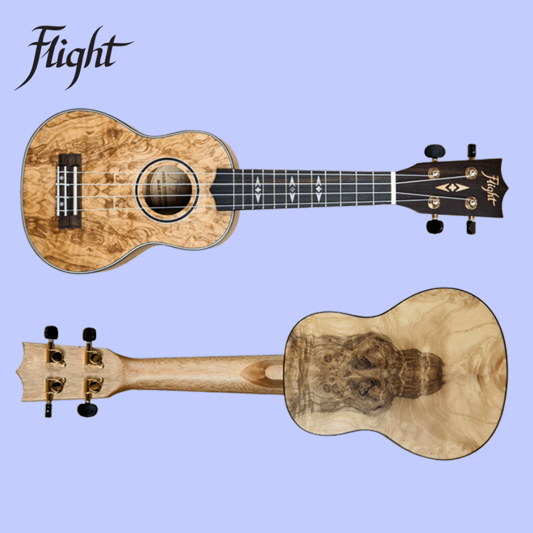 Flight DUD410 QA Quilted Ash Soprano Ukulele with Gig Bag