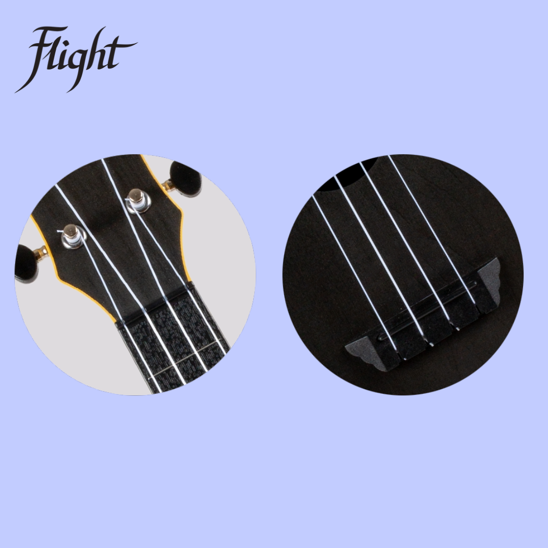 Flight TUC-35 Black Travel Concert Ukulele with Travel Bag