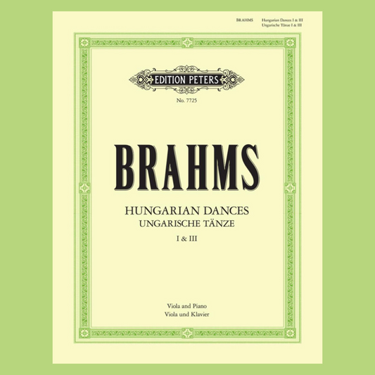 Brahms - Hungarian Dances Nos 1 & 3 Viola with Piano Accompaniment Book