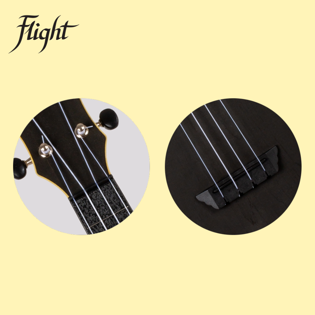 Flight TUSL35 Black Travel Concert Scale Soprano Ukulele with Gig Bag