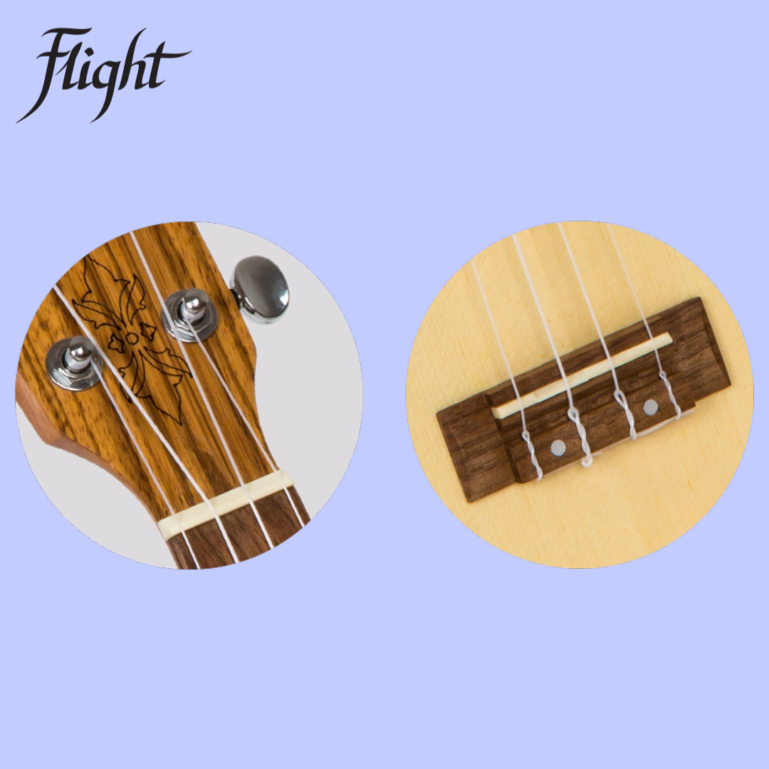 Flight DUS320 Soprano Ukulele Spruce/Zebrawood with Padded Gig Bag