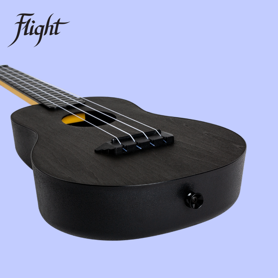 Flight TUC-35 Black Travel Concert Ukulele with Travel Bag