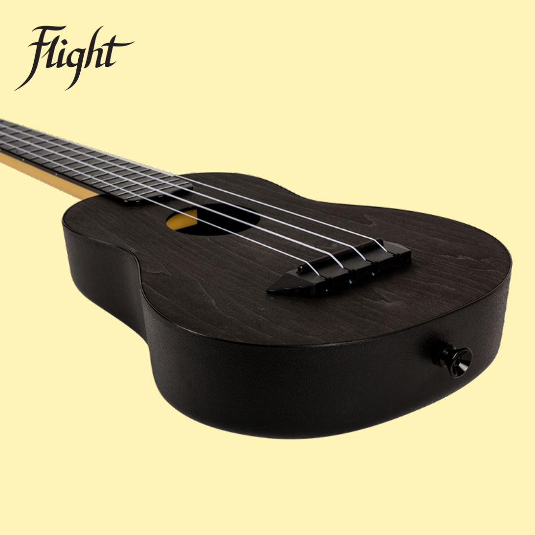 Flight TUSL35 Black Travel Concert Scale Soprano Ukulele with Gig Bag