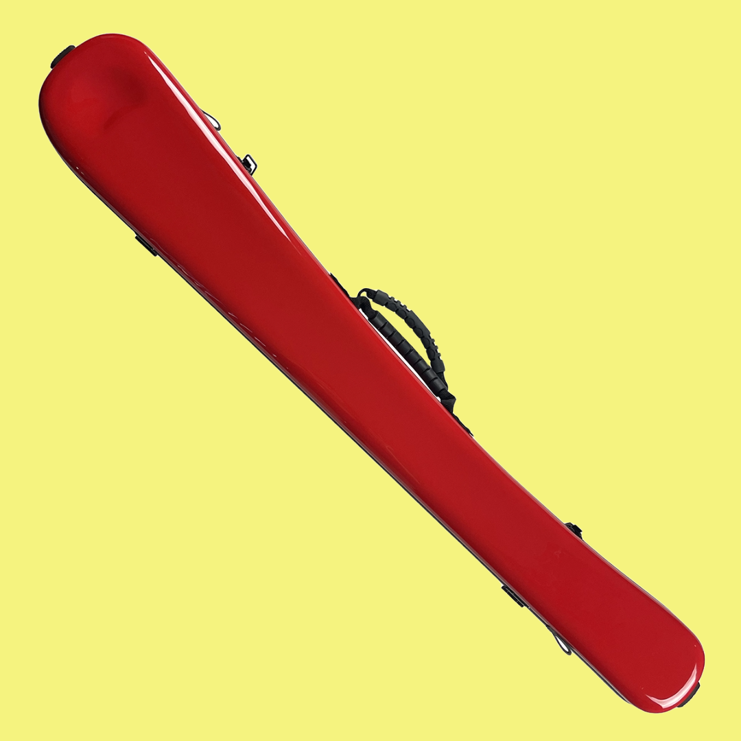 Vivo Cherry Red Polycarbonate Double Bass Bow Case (German/French) with Rosin Bag